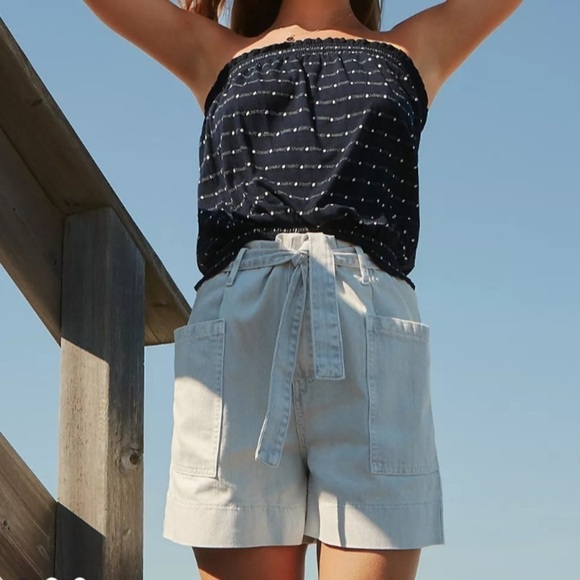 Anthropologie Pilcro Ultra High-Rise Acid Wash Denim Shorts size 27 - Picture 1 of 6